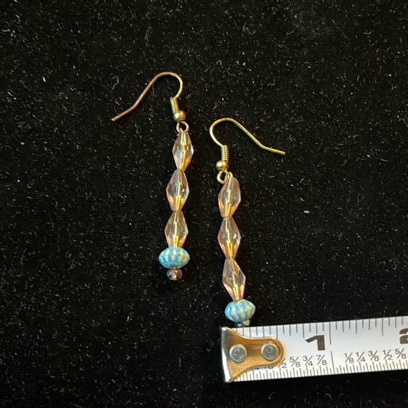 Elegant Gold and Blue Dangle Earrings